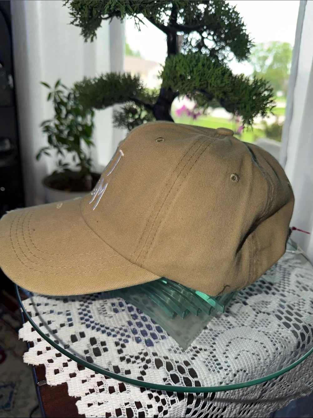 Cat Mom Embroidered Baseball Cap - Tan